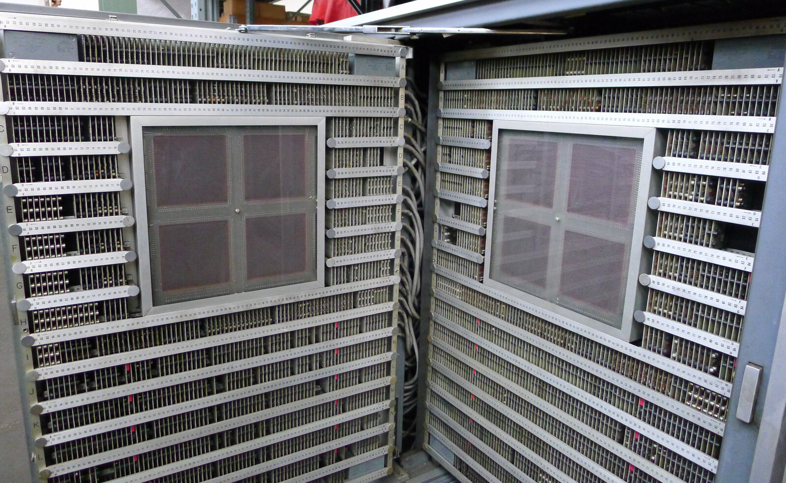 Internal view of a CDC 1604A at the Deutsches Technikmuseum, Berlin, with the right service door open.