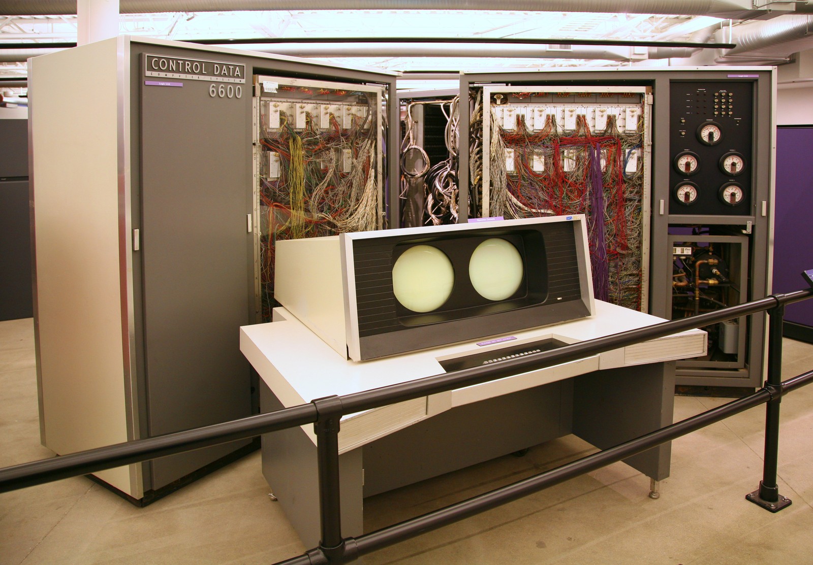 The CDC 6600, designed by Seymour Cray. First delivered in 1964, it was the fastest computer in the world for five years. At NMC, it ran the first operational primitive-equation model in 1966. Photo: Computer History Museum via Wikimedia Commons.