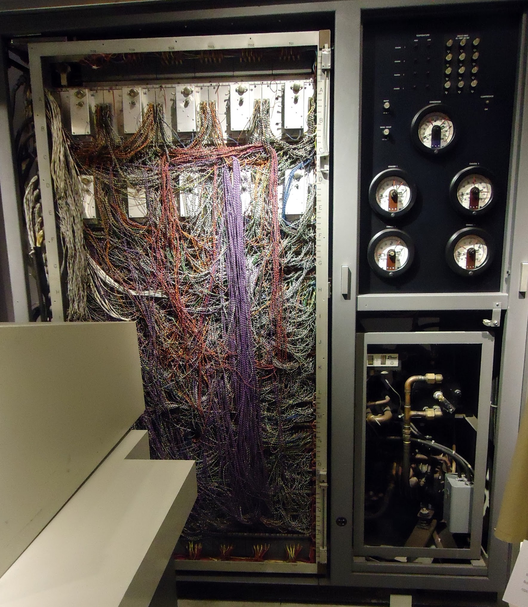 CDC 6600 chassis with cooling panel at the Computer History Museum.
