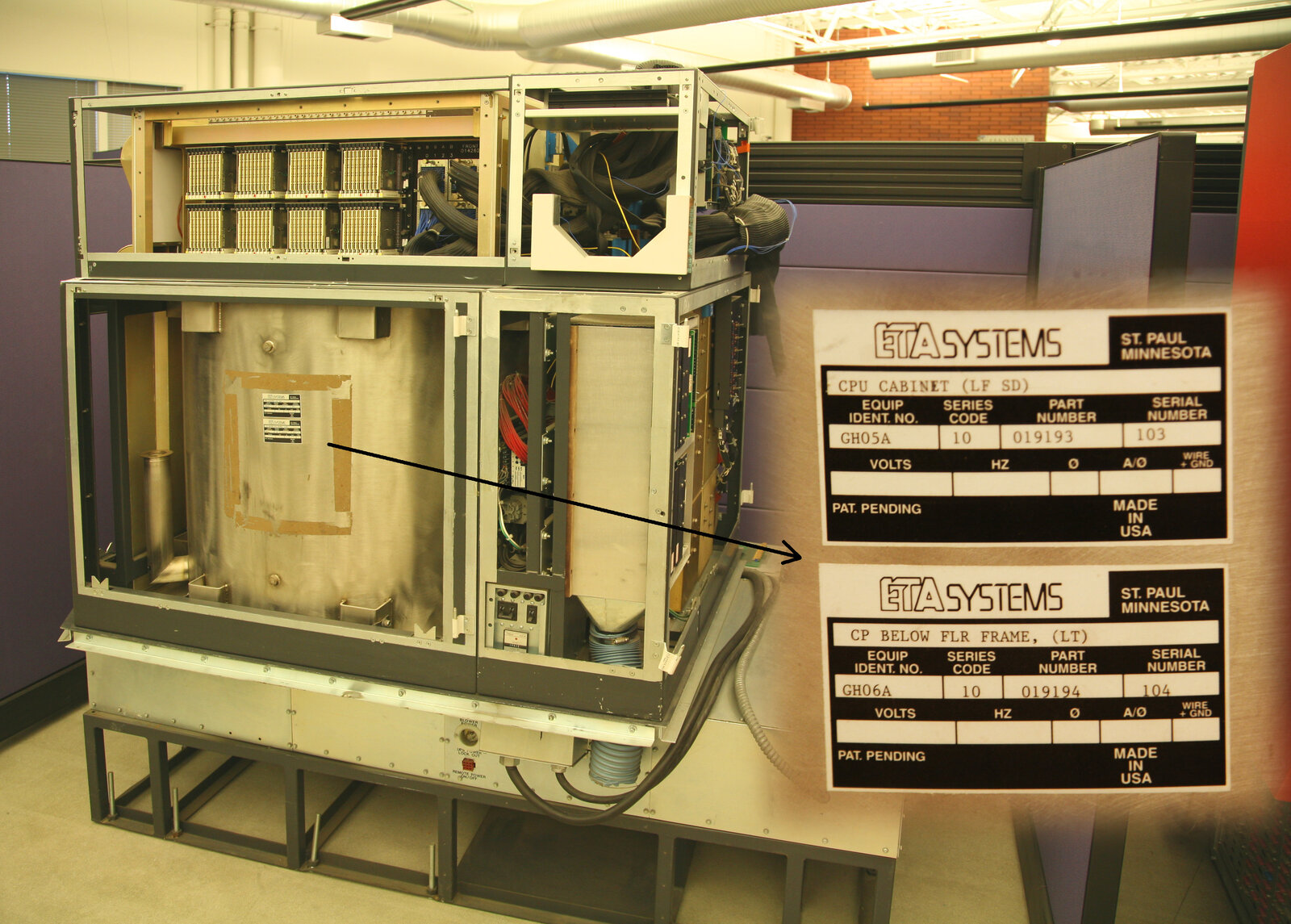 ETA10 supercomputer with CPU mounted in liquid nitrogen bath, Computer History Museum.