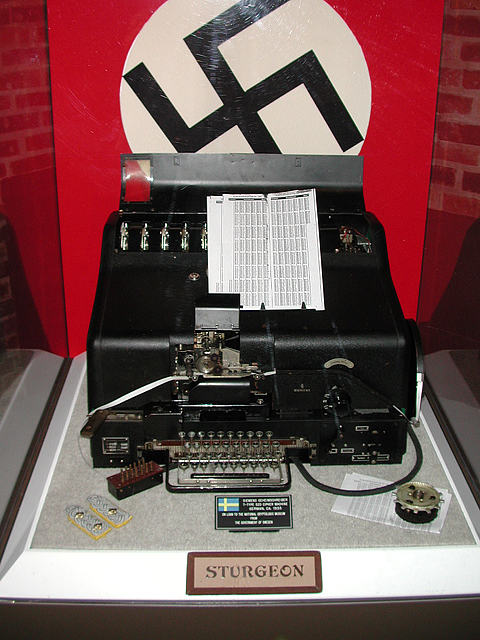 A Siemens T-52D Geheimschreiber on display at the National Cryptologic Museum, Fort Meade -- on loan from the Swedish government. This is the type of machine Beurling broke with pen and paper. Public domain.