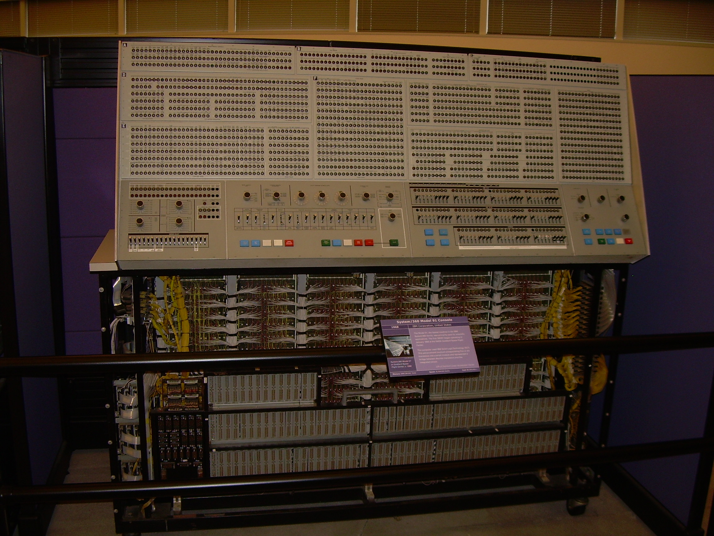 The Columbia University 360/91 console preserved at the Computer History Museum.