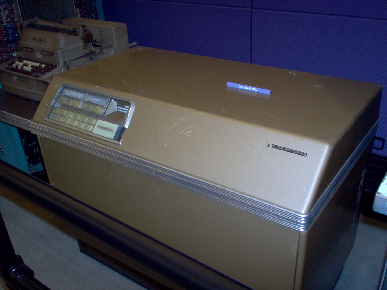 A Librascope LGP-30 (1956) -- among the first desk-sized computers. 800 pounds, 113 vacuum tubes, $47 000. Photo by Jason Chapin, CC BY 2.0.