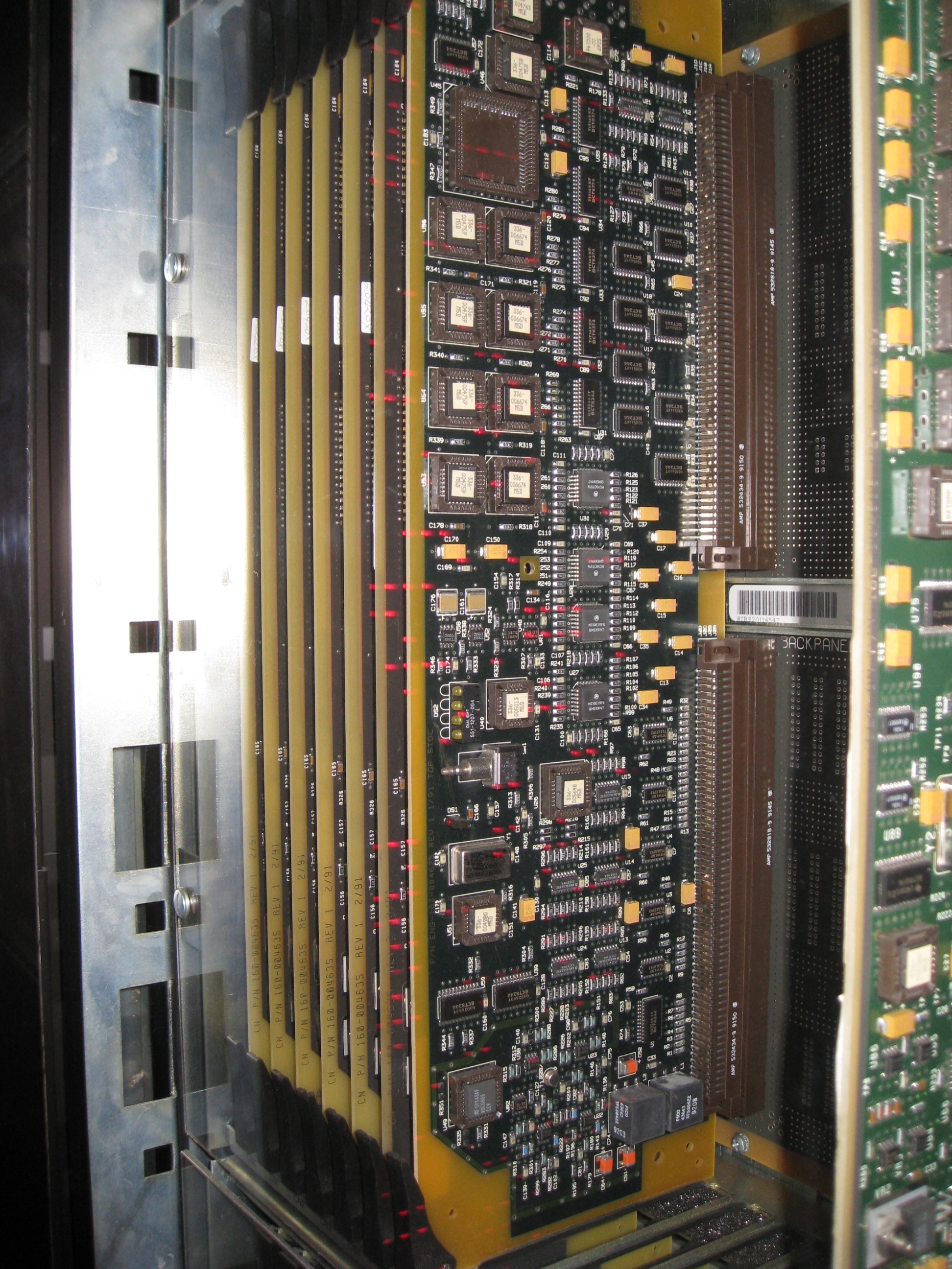 A Thinking Machines CM-5, a black tower studded with red status lights.