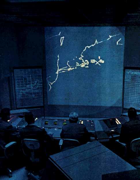 Interior of a SAGE Sector Control Center.