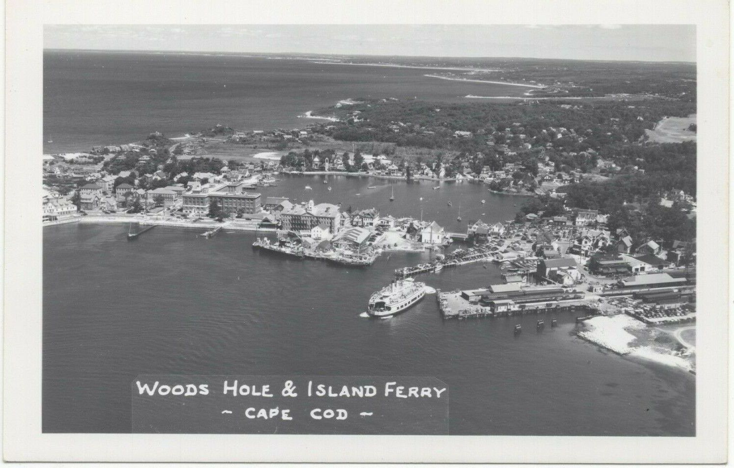 Woods Hole Oceanographic Institution, on Cape Cod. A 1950s aerial postcard. Bryan spent two years here between Yale and MIT, working under Henry Stommel, the theoretical oceanographer whose 1948 paper on the Gulf Stream founded the modern dynamical theory of ocean circulation. Photo: public domain postcard, pre-1977 (Wikimedia Commons).