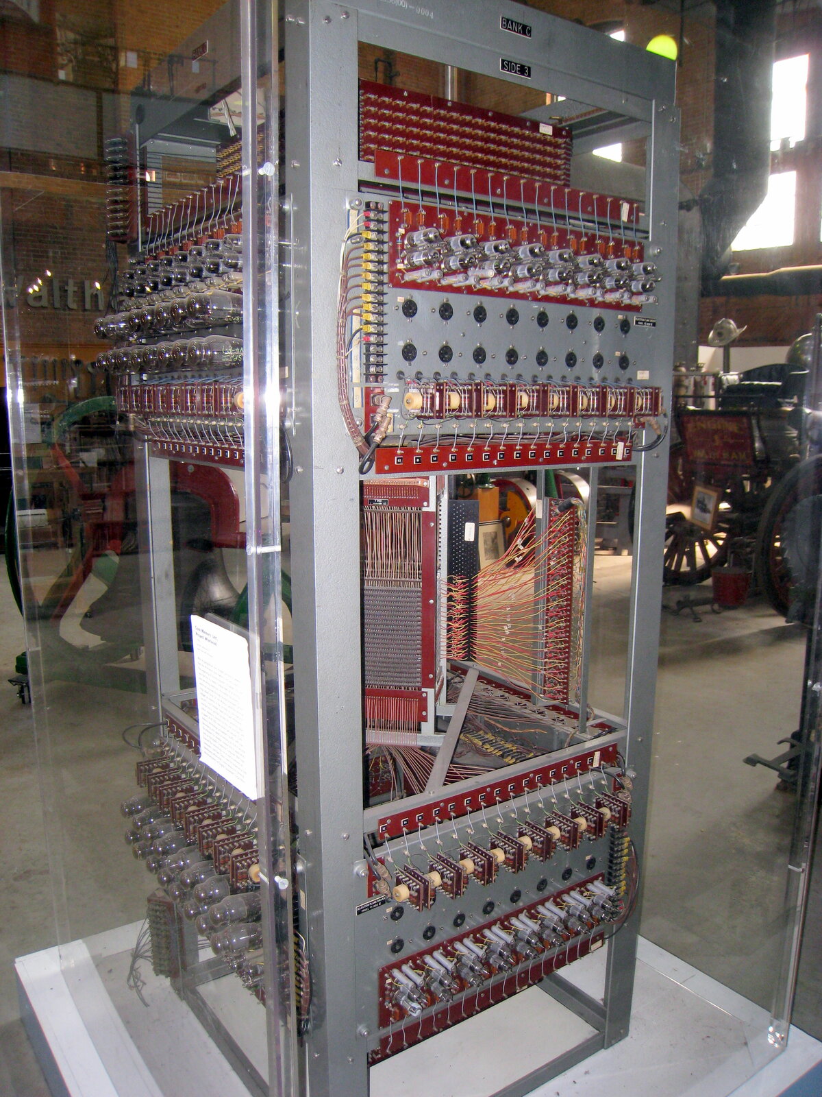 The 1951 Whirlwind core memory unit on loan from MIT Museum.