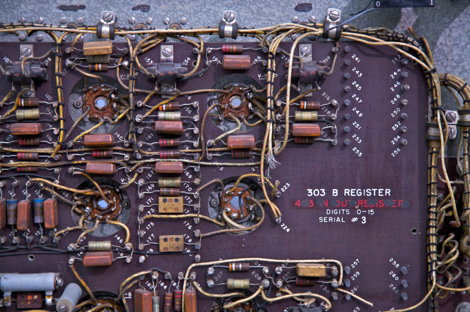 Surviving Whirlwind register module at the Computer History Museum.